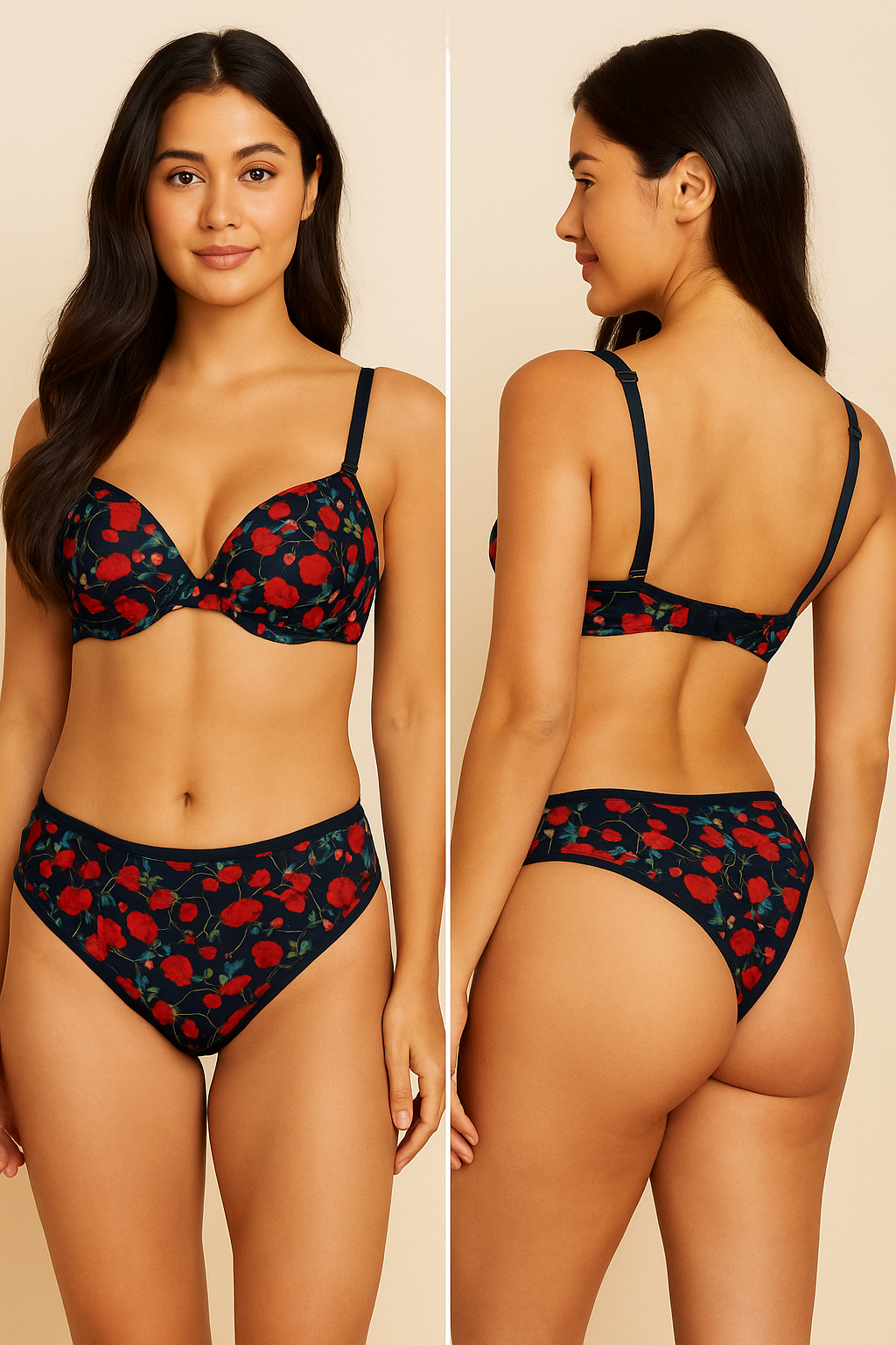 Bold Black-Red lingerie Set Soft Touch.
