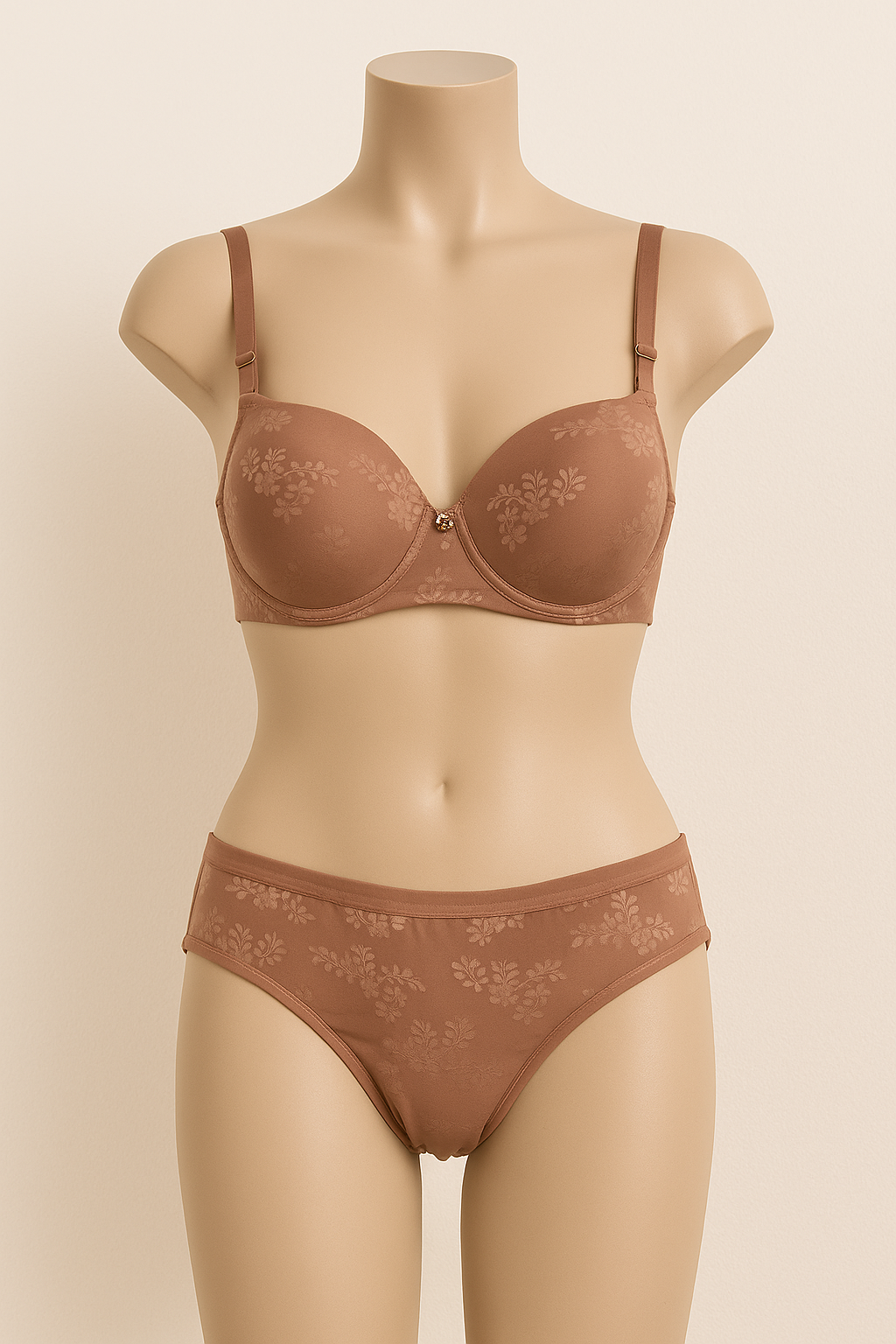 Printed elegant brown Lingerie Set Soft Touch.